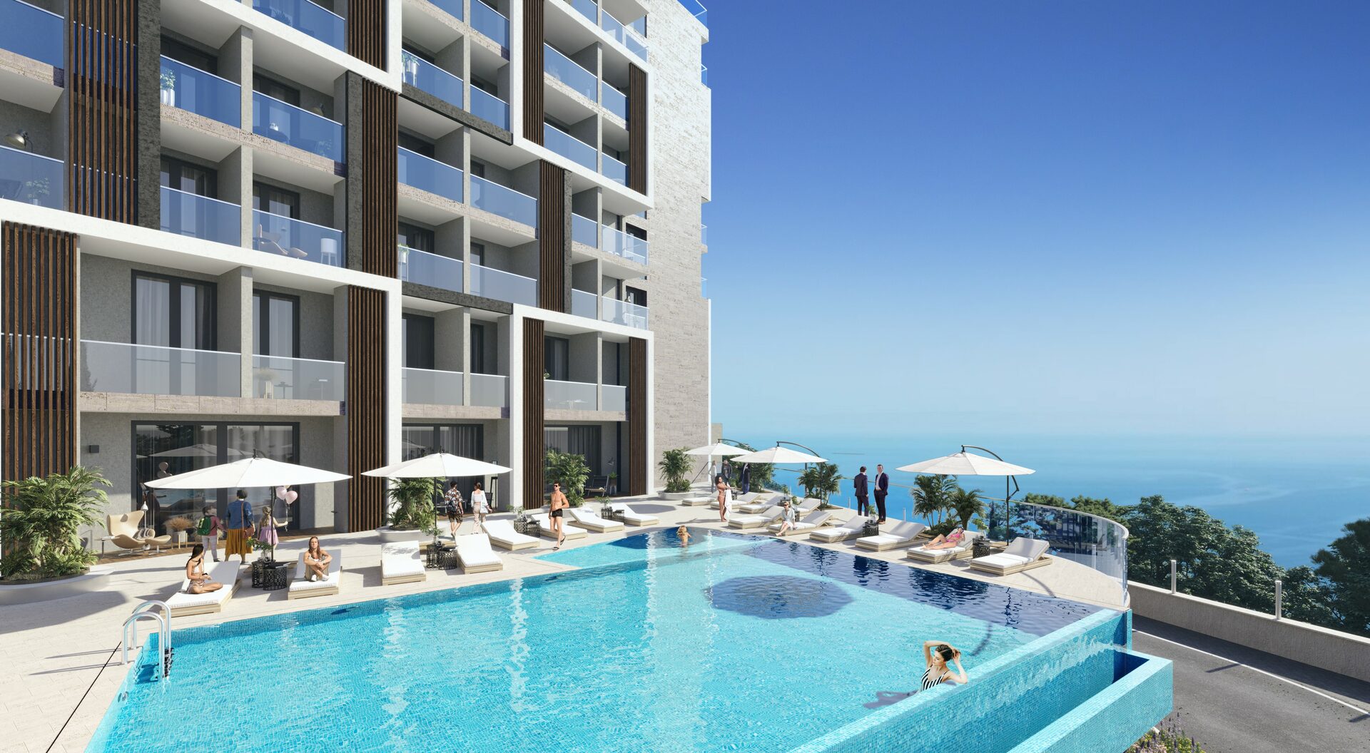Бассейн и фасад Darsan Residence